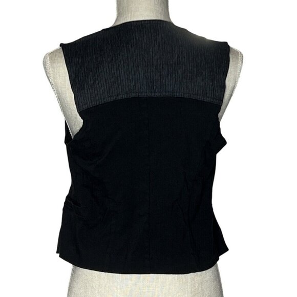 Michel Black Studded Sleeveless Vest Women L Textured Design - Picture 5 of 5